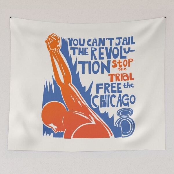 Item preview, BLACK LIVES MATTER: 'You Can't Jail the Revolution: Free the Chicago 8': Original on Cream designed and sold by Day Chapman.