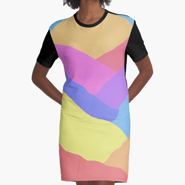 Colorful Mountains Abstract Art Graphic T-Shirt Dress