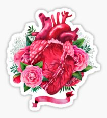 Aquarell Herz mit Blumenmuster Sticker