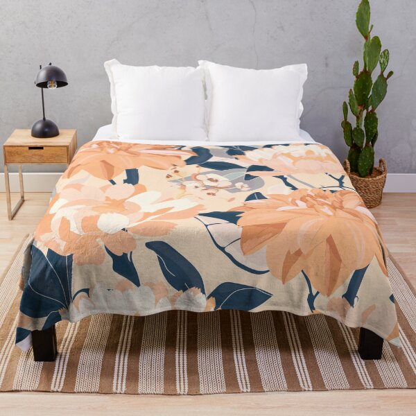 Item preview, Floral Prints, Navy and Peach, Vintage, Flower Garden designed and sold by meggydesigns.