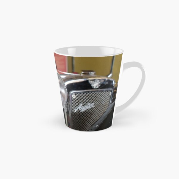 Head light of a vintage red car with background blur Tall Mug