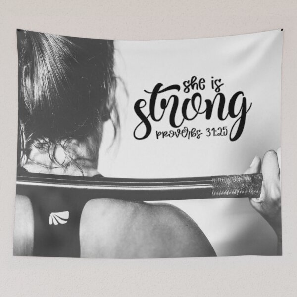 Item preview, She is Strong | Proverbs 31:25 | Christian Design designed and sold by Logic72.