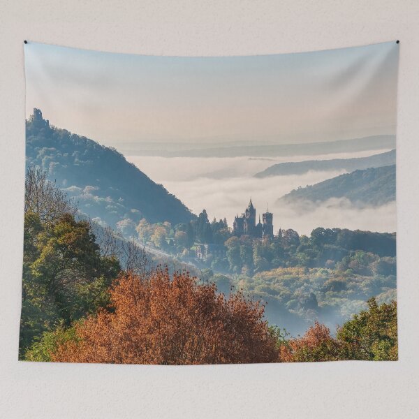 Item preview,  Drachenfels with ruin and castle Drachenburg, Siebengebirge designed and sold by Katho Menden.