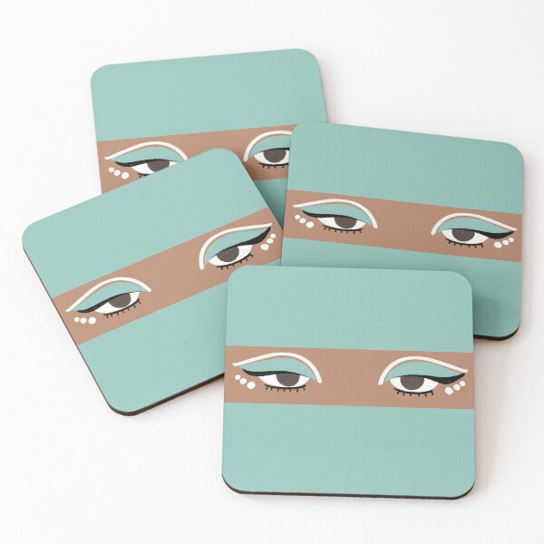 Item preview, Modern cateye teal background brown eyes designed and sold by Nathsmo.