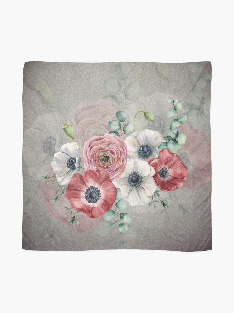 Alternate view of Watercolor Anemone Collection: Red and White Scarf