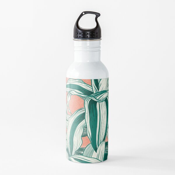 Sunset between leaves Water Bottle