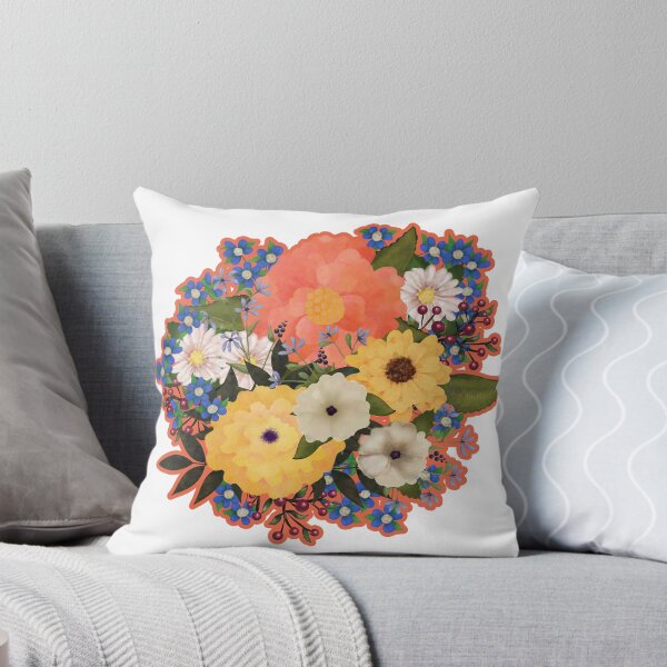 Item preview, Coral Border Beautiful Floral Bouquet by Cherie's Art (c)2020 designed and sold by CheriesArt.