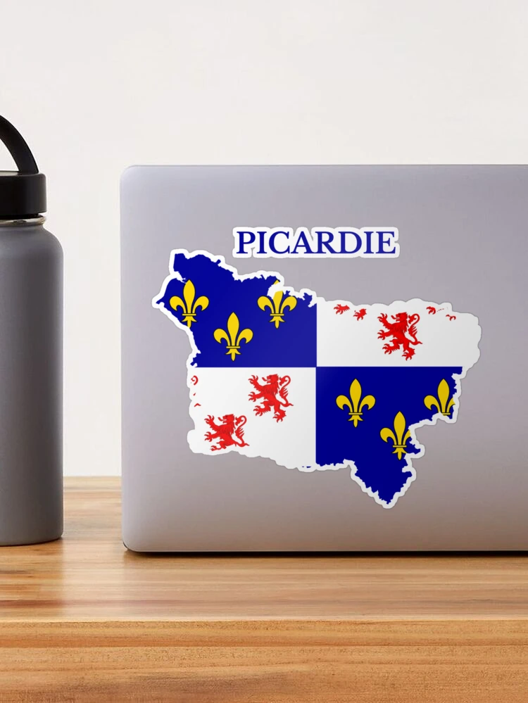 Drapeau France Picardie 60x90 Cm Sur Hampe Bois – Polyester Résistant, Diamètre 12mm, Sticker Offert