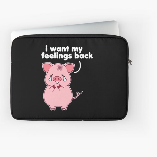 I want my feelings Back, Cute Pig With Brain Implant Chip Crying for his feelings and memories Laptop Sleeve