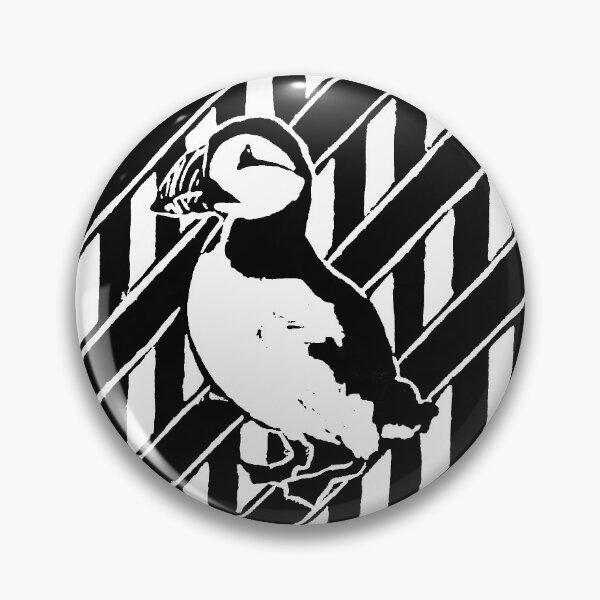 Item preview, Puffin & Stripes Linocut designed and sold by AmyHuntPhotos.