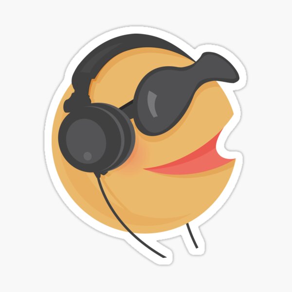 Smiley Emoticon Rockin' Headphones and Sunglasses Sticker