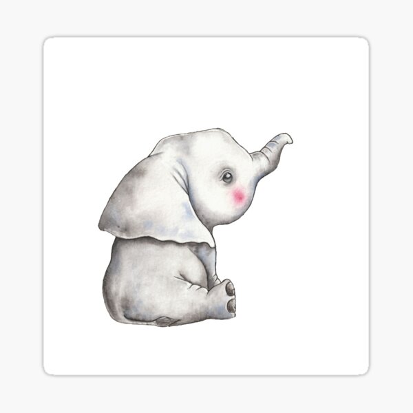Baby Elephant Watercolor Sticker