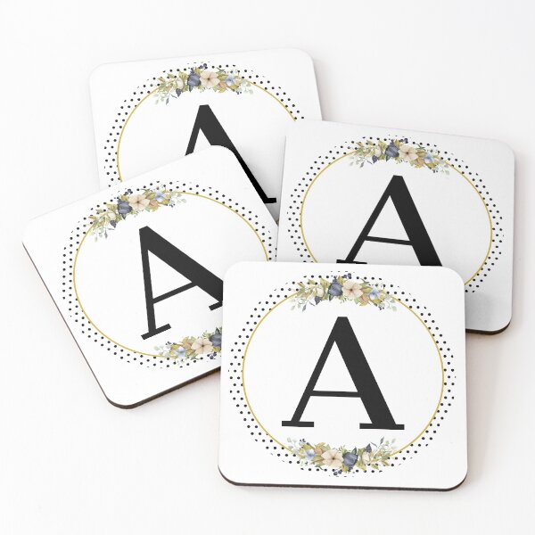 Item preview, Polka Dots Floral Wreath Bouquet Arrangement Monogram Letter A designed and sold by TheFamilyVan.