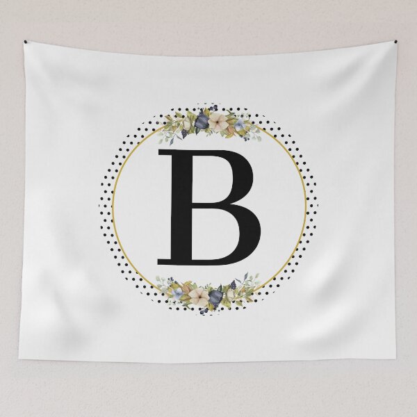 Item preview, Polka Dots Floral Wreath Bouquet Arrangement Monogram Letter B designed and sold by TheFamilyVan.