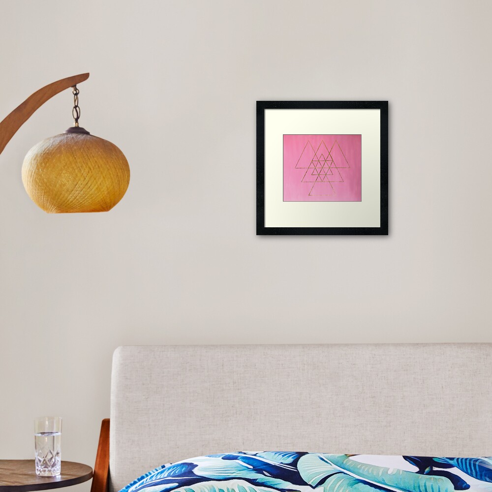 Golden Triangles with Pink Framed Art Print
