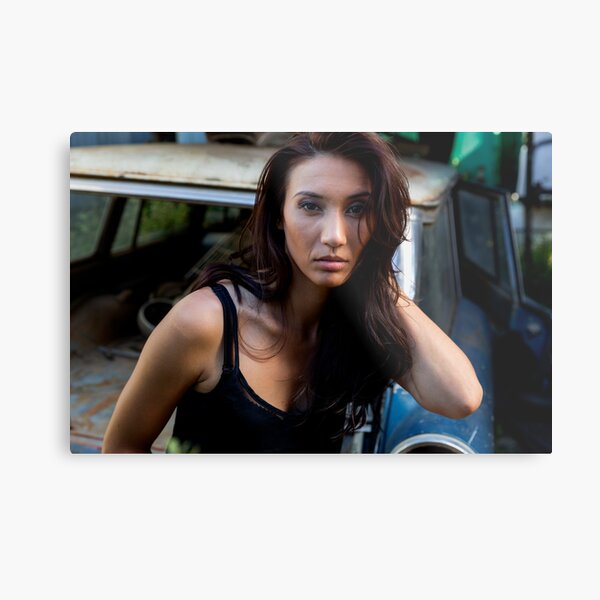 Portrait of a woman on a derelict car Metal Print