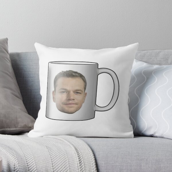 Matt Damon Mug Throw Pillow