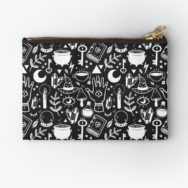 Witchy Things Black White Zipper Pouch
