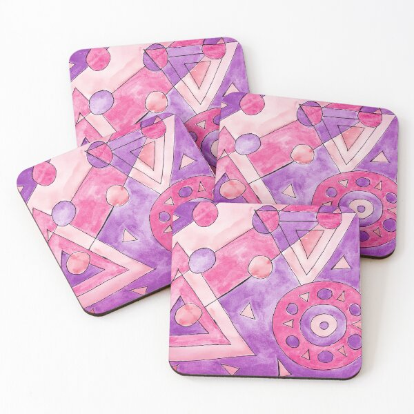 Item preview, pink and purple geometric shape design | watercolor artwork designed and sold by Musiccityartfix.