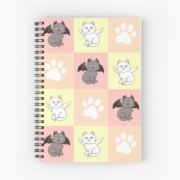 Item preview, Cute Cartoon Angel and Demon Cat Pawprint Pattern designed and sold by Creacats.