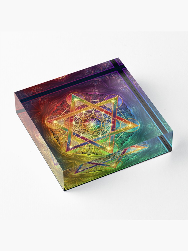 Alternate view of Metatron's Cube with Merkabah and Flower of Life Acrylic Block
