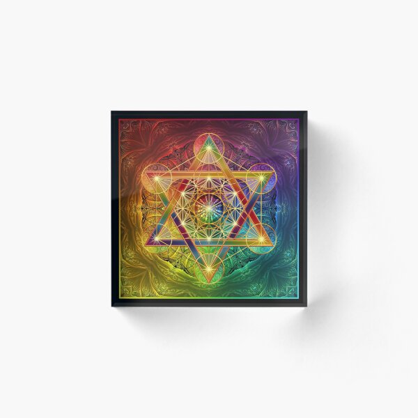 Metatron's Cube with Merkabah and Flower of Life Acrylic Block