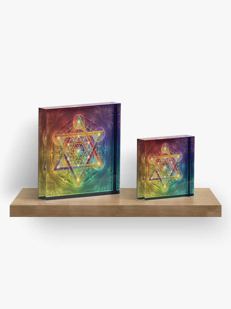 Alternate view of Metatron's Cube with Merkabah and Flower of Life Acrylic Block
