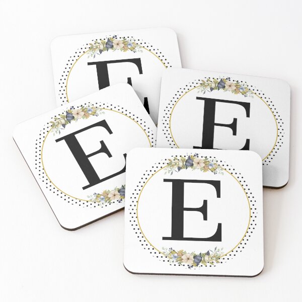 Item preview, Polka Dots Floral Wreath Bouquet Arrangement Monogram Letter E designed and sold by TheFamilyVan.