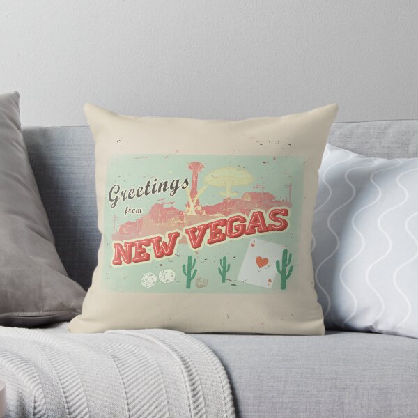 New Vegas Postcard Throw Pillow
