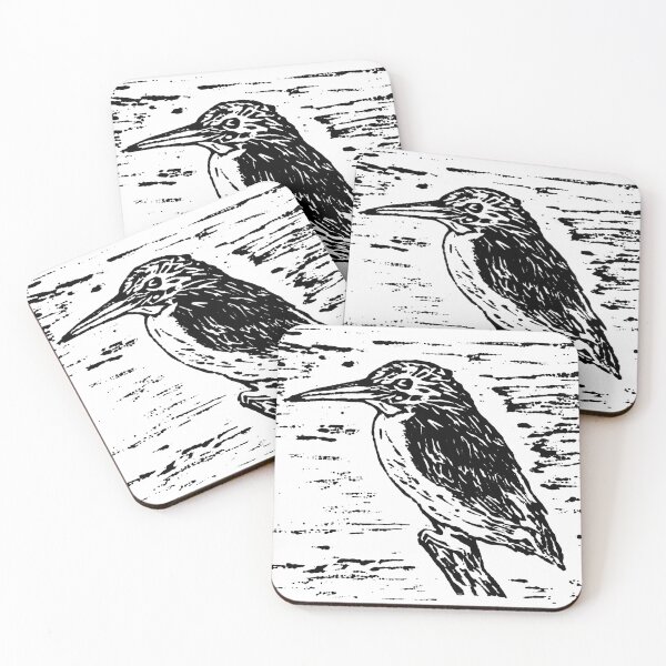 Item preview, Linoprint Kingfisher designed and sold by AmyHuntPhotos.