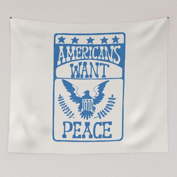 Item preview, Anti-Vietnam War: 'AMERICANS WANT PEACE': The Original in Blue on Cream designed and sold by Day Chapman.