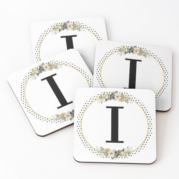 Item preview, Polka Dots Floral Wreath Bouquet Arrangement Monogram Letter I designed and sold by TheFamilyVan.