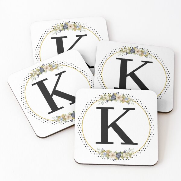 Item preview, Polka Dots Floral Wreath Bouquet Arrangement Monogram Letter K designed and sold by TheFamilyVan.
