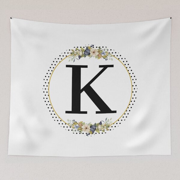 Item preview, Polka Dots Floral Wreath Bouquet Arrangement Monogram Letter K designed and sold by TheFamilyVan.