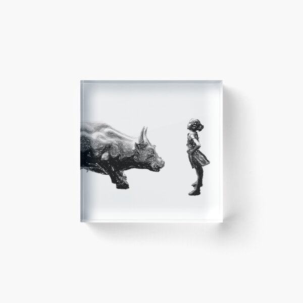 Fearless girl statue wall street bull Feminist Be Fearless Acrylic Block