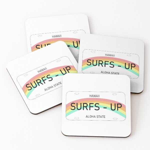 Aperçu de l'œuvre Plaque d'immatriculation Surfs Up Beach créée et vendue par crazychameleon.