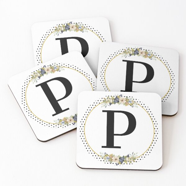 Item preview, Polka Dots Floral Wreath Bouquet Arrangement Monogram Letter P designed and sold by TheFamilyVan.