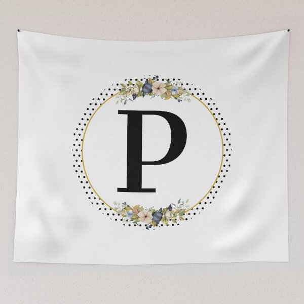 Item preview, Polka Dots Floral Wreath Bouquet Arrangement Monogram Letter P designed and sold by TheFamilyVan.
