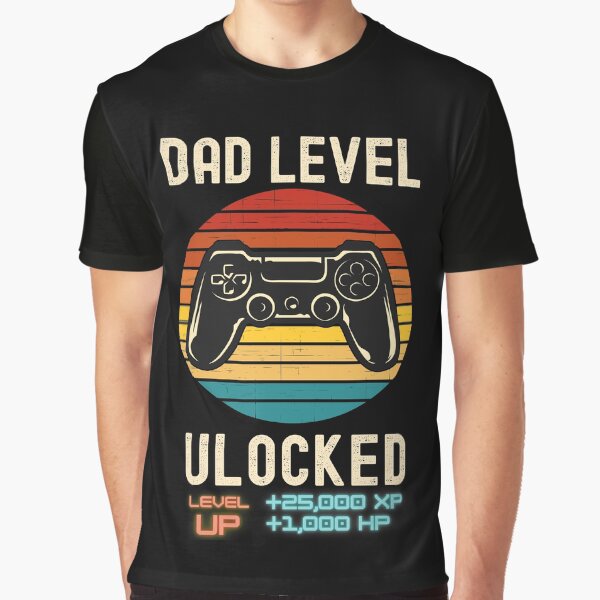 Vista previa del artículo con la obra «¡Nivel de papá desbloqueado! Padre Gamer Design», diseñado y vendido por Adonalyn.