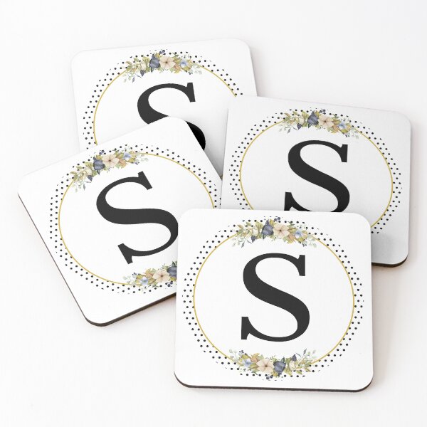 Item preview, Polka Dots Floral Wreath Bouquet Arrangement Monogram Letter S designed and sold by TheFamilyVan.