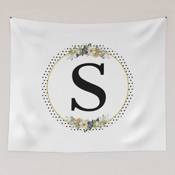 Item preview, Polka Dots Floral Wreath Bouquet Arrangement Monogram Letter S designed and sold by TheFamilyVan.