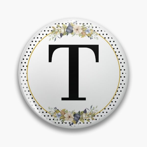 Item preview, Polka Dots Floral Wreath Bouquet Arrangement Monogram Letter T designed and sold by TheFamilyVan.