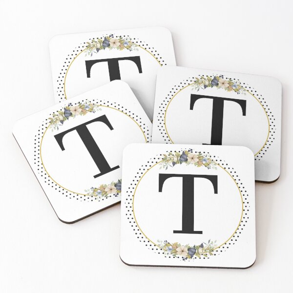 Item preview, Polka Dots Floral Wreath Bouquet Arrangement Monogram Letter T designed and sold by TheFamilyVan.