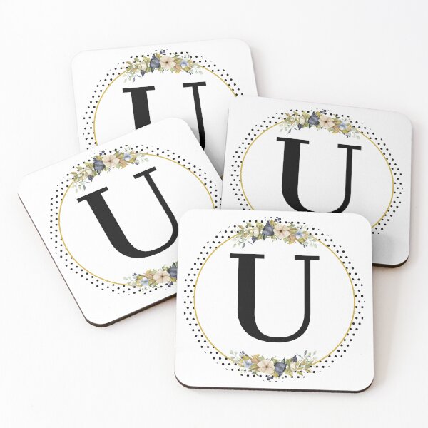 Item preview, Polka Dots Floral Wreath Bouquet Arrangement Monogram Letter U designed and sold by TheFamilyVan.