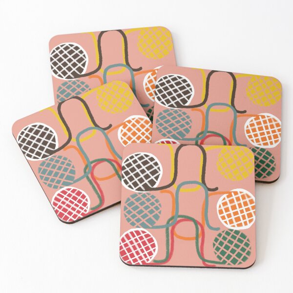 Item preview, "Crochet Croquet" Mid-Century Modern Pink Red Graphic Designer Print designed and sold by victoriabdesign.