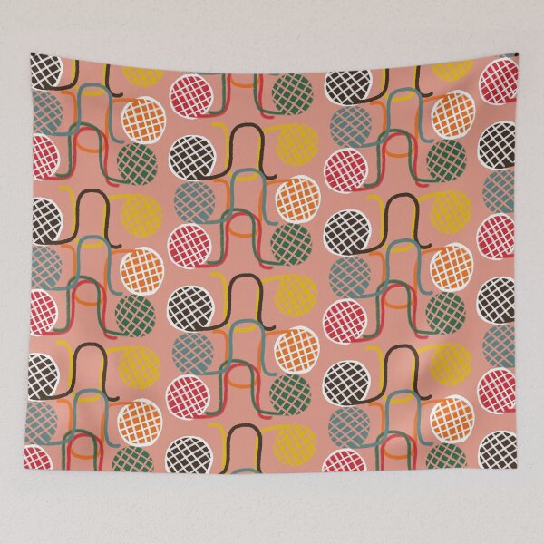 Item preview, "Crochet Croquet" Mid-Century Modern Pink Red Graphic Designer Print designed and sold by victoriabdesign.