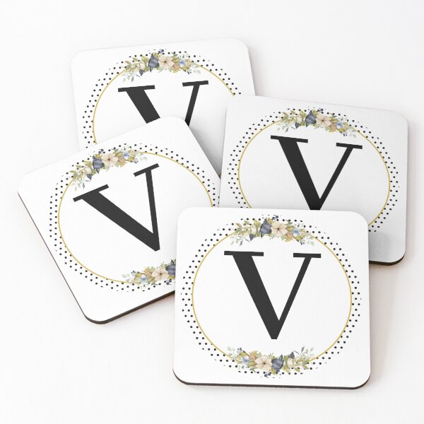 Item preview, Polka Dots Floral Wreath Bouquet Arrangement Monogram Letter V designed and sold by TheFamilyVan.