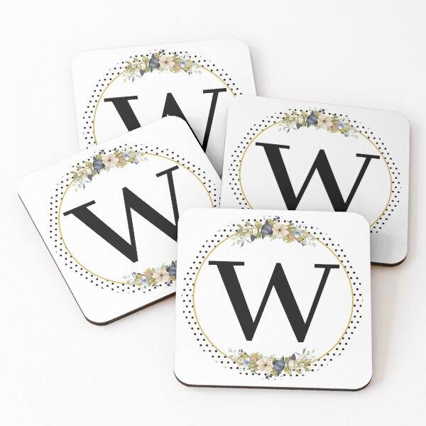 Item preview, Polka Dots Floral Wreath Bouquet Arrangement Monogram Letter W designed and sold by TheFamilyVan.