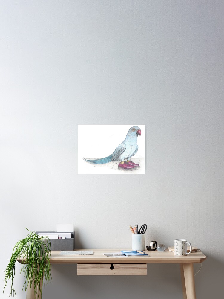 Thumbnail 2 of 3, Poster, Indian Ringneck Parrot in Derby Shoes designed and sold by JimsBirds.