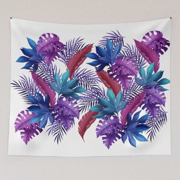 Item preview, Violet And Blue Tropical Leaves Pattern designed and sold by Marstore.